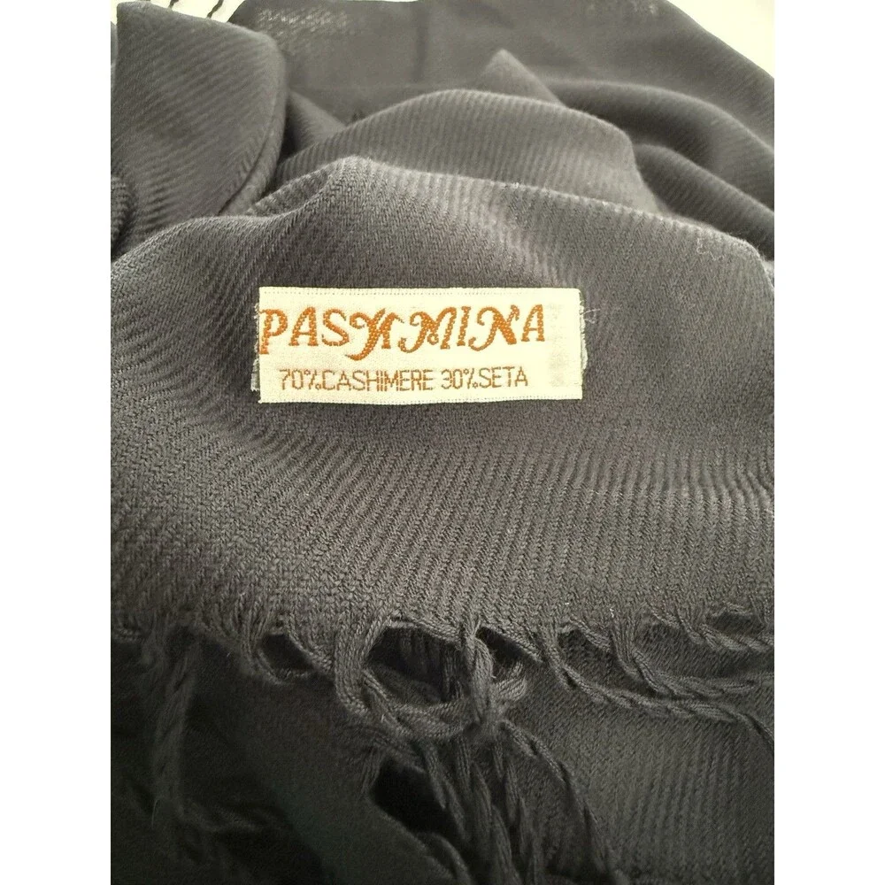 Pashmina Scarf Wrap Shawl Paisley Black Silk Cashmere 66